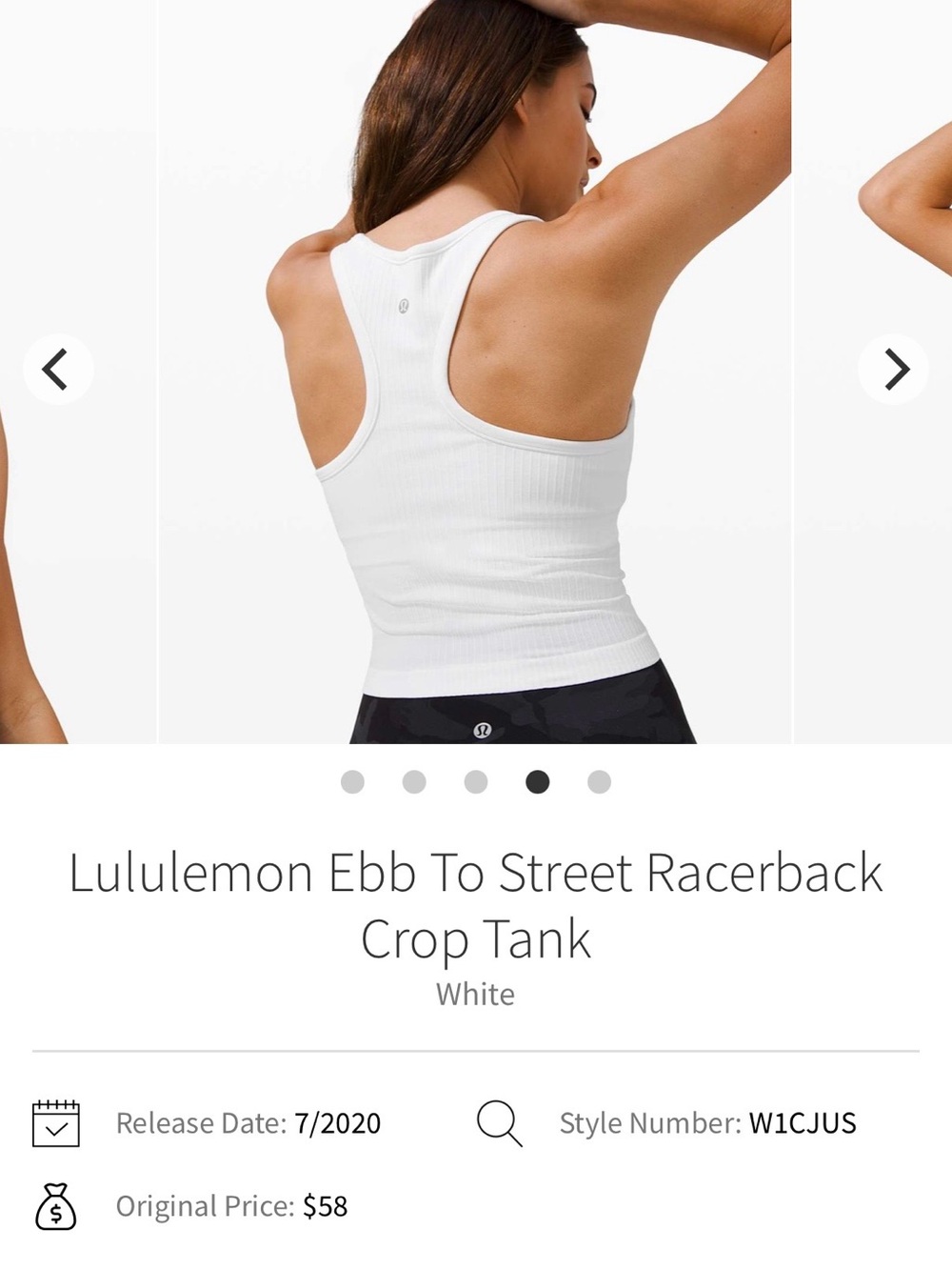 lululemon athletica White Racerback Crop Tank - Picture 2 of 7